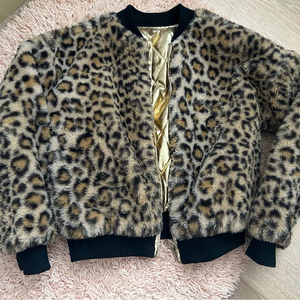 Epic threads from Macys Leopard and Gold reversible jacket.